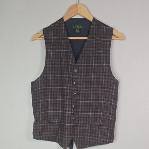 J.Crew Plaid Linen Front Buttom Closure  Vest Size Small